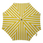 Vertical Stripes - White and Gold Yellow Hook Handle Umbrella (Small)