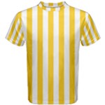 Vertical Stripes - White and Banana Yellow Men s Cotton Tee