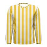 Vertical Stripes - White and Banana Yellow Men s Long Sleeve T-shirt