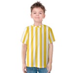Vertical Stripes - White and Banana Yellow Kid s Cotton Tee