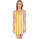 Vertical Stripes - White and Banana Yellow Bodycon Dress