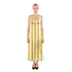 Vertical Stripes - White and Banana Yellow Full Print Maxi Dress