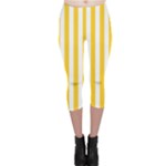 Vertical Stripes - White and Banana Yellow Capri Leggings