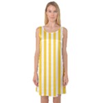 Vertical Stripes - White and Banana Yellow Sleeveless Satin Nightdress