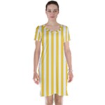 Vertical Stripes - White and Banana Yellow Short Sleeve Nightdress
