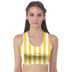 Vertical Stripes - White and Banana Yellow Women s Sports Bra