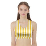 Vertical Stripes - White and Banana Yellow Women s Sports Bra with Border