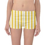 Vertical Stripes - White and Banana Yellow Boyleg Bikini Bottoms