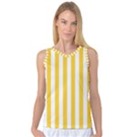 Vertical Stripes - White and Banana Yellow Women s Basketball Tank Top