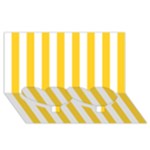 Vertical Stripes - White and Banana Yellow Twin Heart Bottom 3D Greeting Card (8x4)