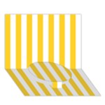 Vertical Stripes - White and Banana Yellow Circle Bottom 3D Greeting Card (7x5)