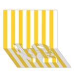 Vertical Stripes - White and Banana Yellow LOVE Bottom 3D Greeting Card (7x5)