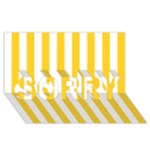 Vertical Stripes - White and Banana Yellow SORRY 3D Greeting Card (8x4)