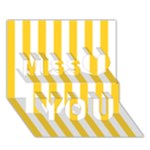 Vertical Stripes - White and Banana Yellow Miss You 3D Greeting Card (7x5)