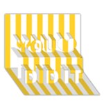 Vertical Stripes - White and Banana Yellow You Did It 3D Greeting Card (7x5)
