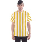Vertical Stripes - White and Deep Lemon Yellow Men s Sport Mesh Tee