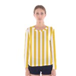 Vertical Stripes - White and Deep Lemon Yellow Women s Long Sleeve T-shirt