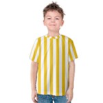 Vertical Stripes - White and Deep Lemon Yellow Kid s Cotton Tee