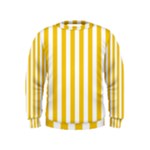 Vertical Stripes - White and Deep Lemon Yellow Kid s Sweatshirt