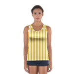 Vertical Stripes - White and Deep Lemon Yellow Women s Sport Tank Top
