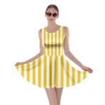 Vertical Stripes - White and Deep Lemon Yellow Skater Dress