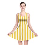 Vertical Stripes - White and Deep Lemon Yellow Reversible Skater Dress
