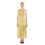 Vertical Stripes - White and Deep Lemon Yellow Full Print Maxi Dress