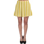 Vertical Stripes - White and Deep Lemon Yellow Skater Skirt