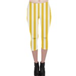 Vertical Stripes - White and Deep Lemon Yellow Capri Leggings