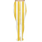Vertical Stripes - White and Deep Lemon Yellow Women s Tights