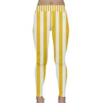 Vertical Stripes - White and Deep Lemon Yellow Yoga Leggings