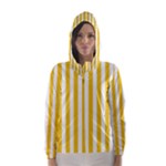 Vertical Stripes - White and Deep Lemon Yellow Hooded Wind Breaker (Women)