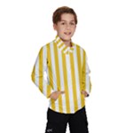 Vertical Stripes - White and Deep Lemon Yellow Wind Breaker (Kids)