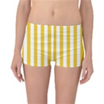Vertical Stripes - White and Deep Lemon Yellow Reversible Boyleg Bikini Bottoms