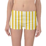 Vertical Stripes - White and Deep Lemon Yellow Boyleg Bikini Bottoms