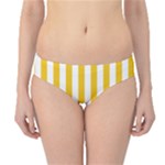 Vertical Stripes - White and Deep Lemon Yellow Hipster Bikini Bottoms