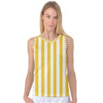 Vertical Stripes - White and Deep Lemon Yellow Women s Basketball Tank Top