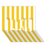 Vertical Stripes - White and Deep Lemon Yellow I Love You 3D Greeting Card (7x5)