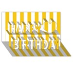 Vertical Stripes - White and Deep Lemon Yellow Happy Birthday 3D Greeting Card (8x4)