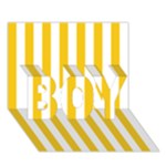 Vertical Stripes - White and Deep Lemon Yellow BOY 3D Greeting Card (7x5)
