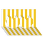 Vertical Stripes - White and Deep Lemon Yellow Twin Hearts 3D Greeting Card (8x4)