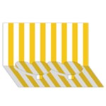 Vertical Stripes - White and Deep Lemon Yellow Twin Heart Bottom 3D Greeting Card (8x4)