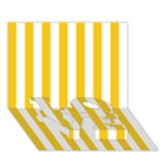 Vertical Stripes - White and Deep Lemon Yellow LOVE Bottom 3D Greeting Card (7x5)