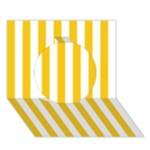 Vertical Stripes - White and Deep Lemon Yellow Circle 3D Greeting Card (7x5)