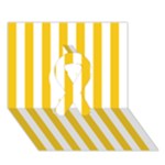 Vertical Stripes - White and Deep Lemon Yellow Ribbon 3D Greeting Card (7x5)