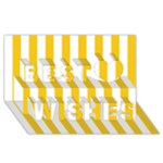 Vertical Stripes - White and Deep Lemon Yellow Best Wish 3D Greeting Card (8x4)