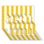Vertical Stripes - White and Deep Lemon Yellow Get Well 3D Greeting Card (7x5)
