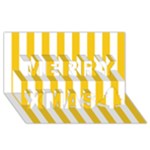 Vertical Stripes - White and Deep Lemon Yellow Merry Xmas 3D Greeting Card (8x4)
