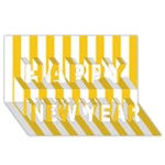 Vertical Stripes - White and Deep Lemon Yellow Happy New Year 3D Greeting Card (8x4)