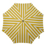 Vertical Stripes - White and Deep Lemon Yellow Hook Handle Umbrella (Large)